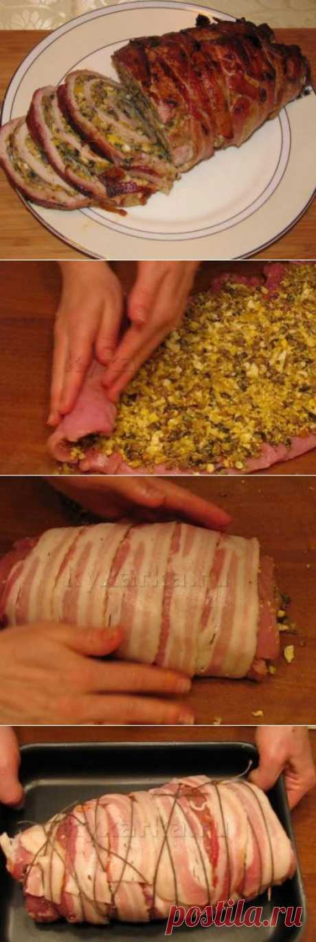 Рулет из корейки с грибной начинкой