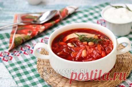 Борщ с курицей и фасолью — рецепт с фото пошагово