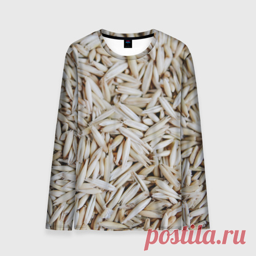 Мужской лонгслив 3D Зёрна овса Лонгслив — это футболка с длинным рукавом, сшитая из гладкого синтетического материала, вся поверхность которого покрыта ярким принтом