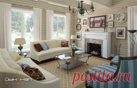 Дизайн гостиной деревянного дома фото