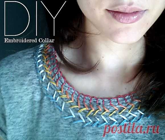 Вышиваем воротник Diy / Футболки DIY / ВТОРАЯ УЛИЦА