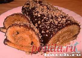 Шоколадный рулет с орехами и сгущенкой | Харч.ру - рецепты для любителей вкусно поесть