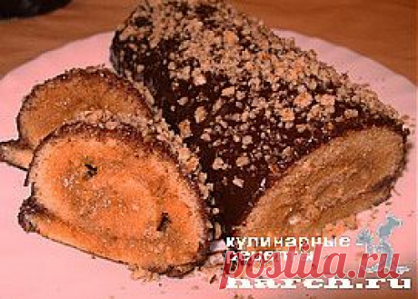 Шоколадный рулет с орехами и сгущенкой | Харч.ру - рецепты для любителей вкусно поесть