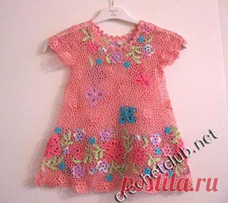 Розовое платье в ирландской технике - Вязание Крючком. Блог Настика