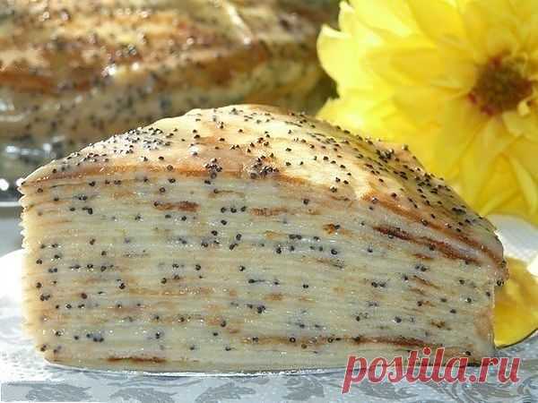 БЛИННЫЙ ТОРТ "МАКОВКА" С ЗАВАРНЫМ КРЕМОМ!.