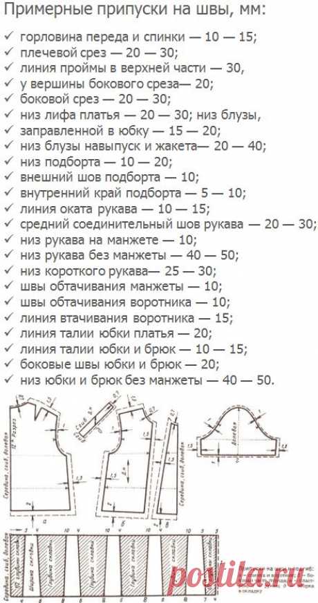 Припуски на швы: сколько нужно прибавить для стачивания деталей изделия; таблица припусков | Советы модницам