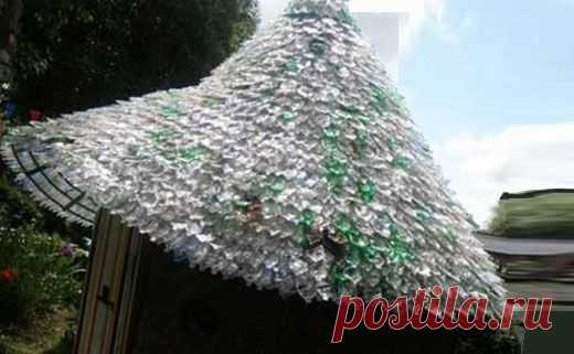 Поделки из пластиковых бутылок: крыша из черепицы