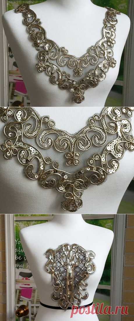 Gold Sequin Applique Gold Glitter Applique for Dance by MakingPlus