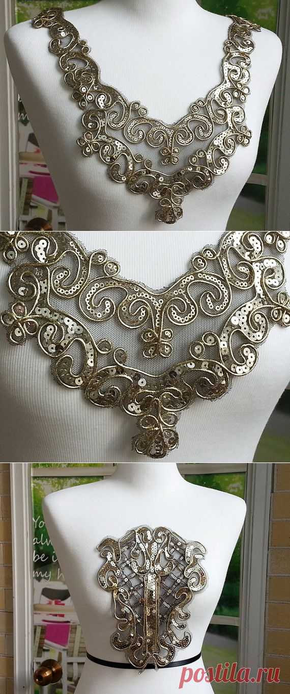 Gold Sequin Applique Gold Glitter Applique for Dance by MakingPlus
