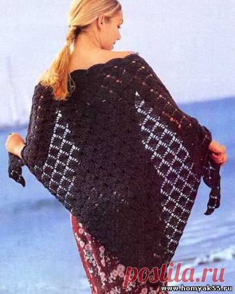 Шаль цвета антрацита крючком