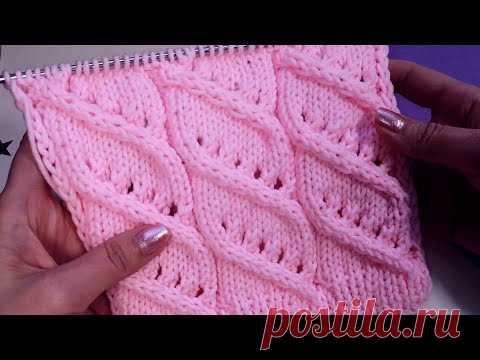 №190 Красивая объемная широкая КОСА с ажуром. Узор ажурного жгута спицами