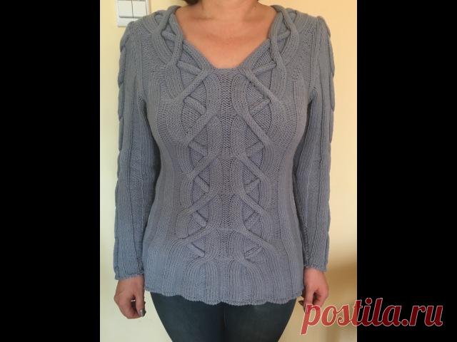 Женский пуловер с аранами Видео мастер класс