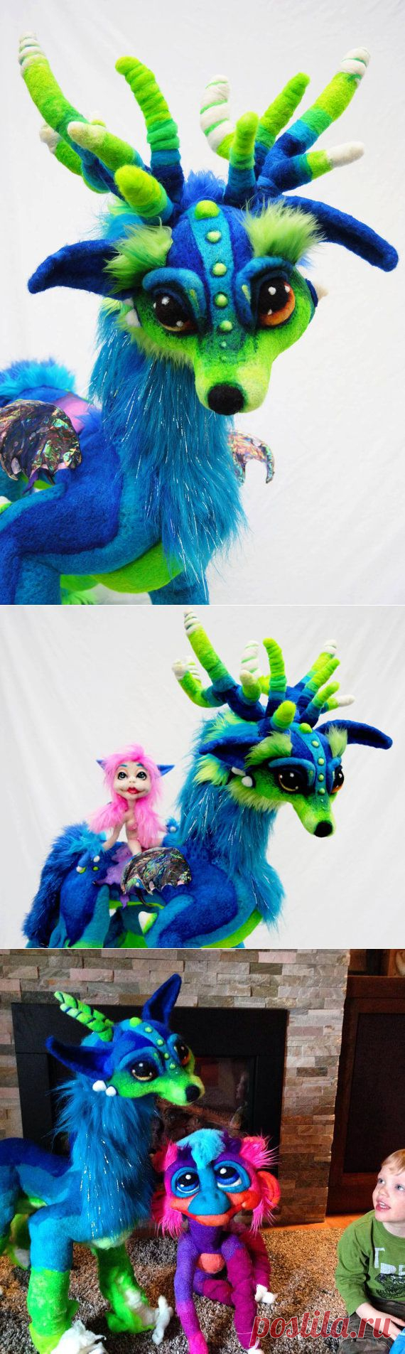 Made to order ooak needle felted wolf dragon от TangleWoodThicket