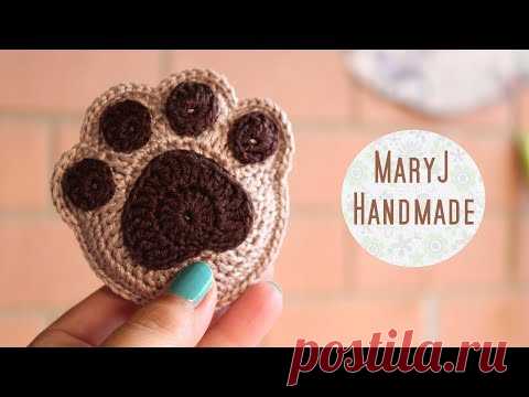 How to crochet a supercute paw print - YouTube