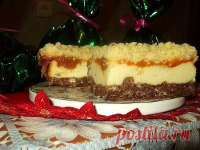 Насыпной пирог с творогом и абрикосовым джемом : Выпечка сладкая