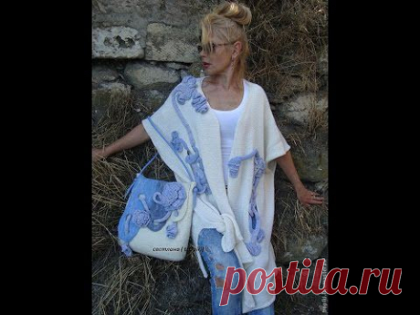 Вязаное пальто с коротким рукавом. Авангардной формы, но элегантное. Описание + схемы | razpetelka.ru