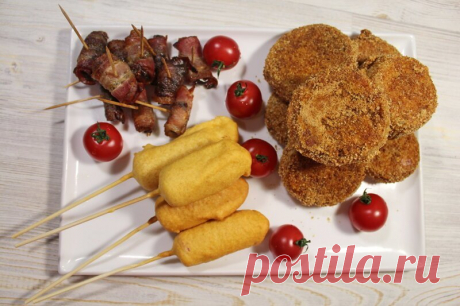 3 вкусных закуски для большой компании. Корн доги, финики в беконе, луковые кольца Сегодня приготовим 3 рецепта закусок, которые отлично подойдут для домашних посиделок с друзьями: корн доги, финики в беконе, луковые кольца. Закуски, бекон, видео рецепт, еда, корн дог, луковые кольца за 20.02.2019 от Edaprosta на Fishki.net