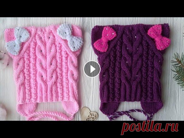 Шапка для девочки. КотоШапка. Шапка с ушками. #вязанаяшапка #маринакурцова #шапкаспицами Если Вы что- то вязали по моему мк, то не забудьте отметить фото Вашей работы моим хештегом))) #маринакурцо...