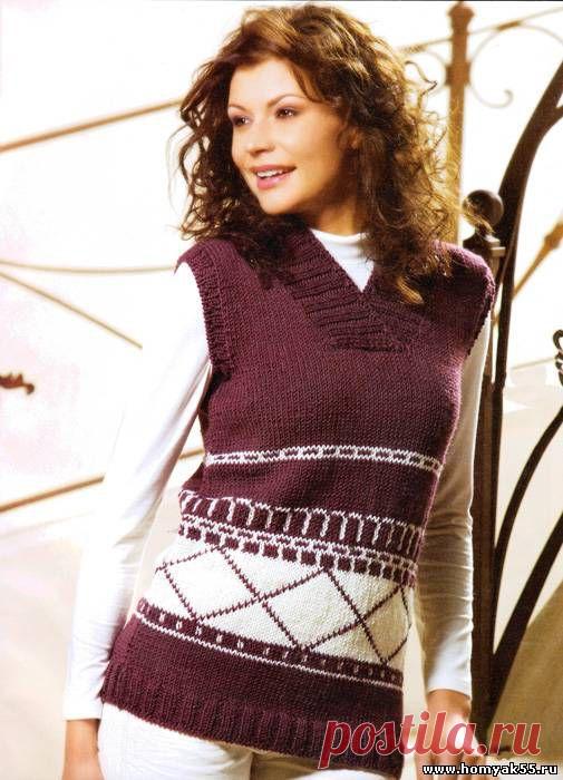 Жилеты, безрукавки для женщин спицами - Схемы и описания вязаных изделий | «Хомяк55.ру» сайт о вязании