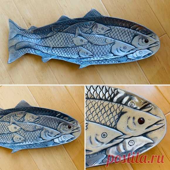 Vintage Arthur Court 1986 Aluminum Fish Platter Shop caliposhgirl's closet or find the perfect look from millions of stylists. Fast shipping and buyer protection. Beautiful silver aluminum heavy fish tray or platter by San Francisco designer Arthur Court. Fabulously designed with detailed scales and fins and a jasper red eye. Signed Arthur Court 1986. In great condition. 18.75