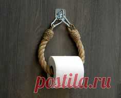 Toilet Paper Rope Holder..Industrial decor..Toilet Roll Holder..Jute Rope Nautical Decor..Bathroom d