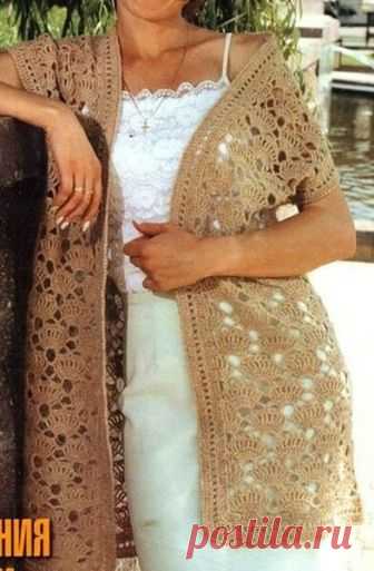 Длинный жилет крючком | Вязание крючком с Ириной Булановой | Яндекс Дзен