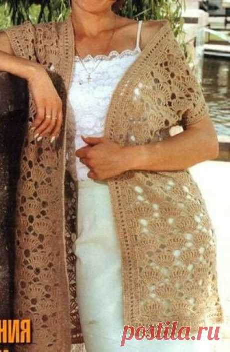 Длинный жилет крючком | Вязание крючком с Ириной Булановой | Яндекс Дзен