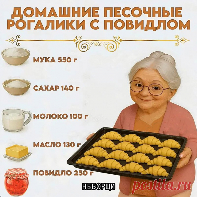 Выпечка дня: рогалики с повидлом
Что может быть лучше чашечки ароматного чая или кофе? 

Только чашечка чая с домашней, только из духовки, выпечкой! Сегодня мы готовим рогалики с повидлом — бюджетно, несложно и невероятно вкусно. Всего несколько базовых ингредиентов, немного времени — и на вашем столе появится настоящая кулинарная классика, которую любят и взрослые, и дети.