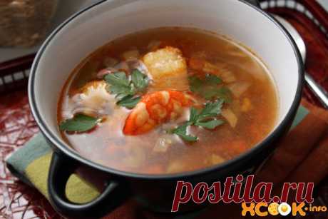 Томатный рыбный суп с креветками - вкусный рецепт приготовления с фото