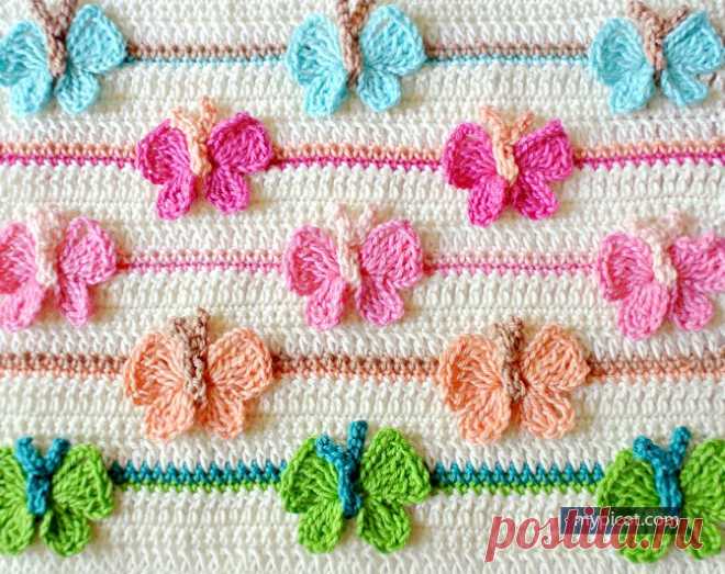 Красивый узор с бабочками для детского пледа — DIYIdeas