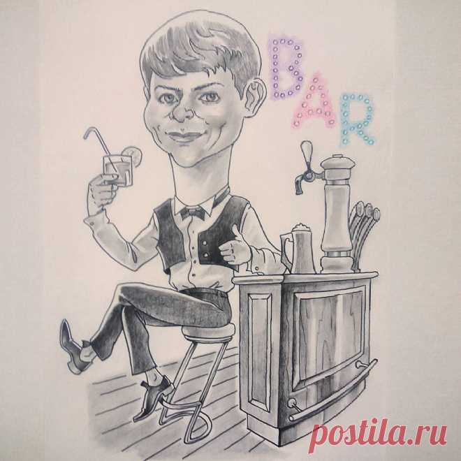 Бармен.

#шарж
#рисунок 
#карандаши
#карикатура 
#арт
#art
#caricature 
#blackpencil 
#pictures 
#shargh