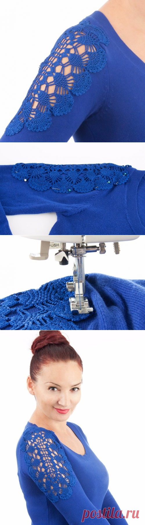 Делаем вязаную вставку на одежде своими руками