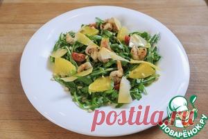 Салат с креветками, рукколой и апельсином с медовой заправкой - кулинарный рецепт