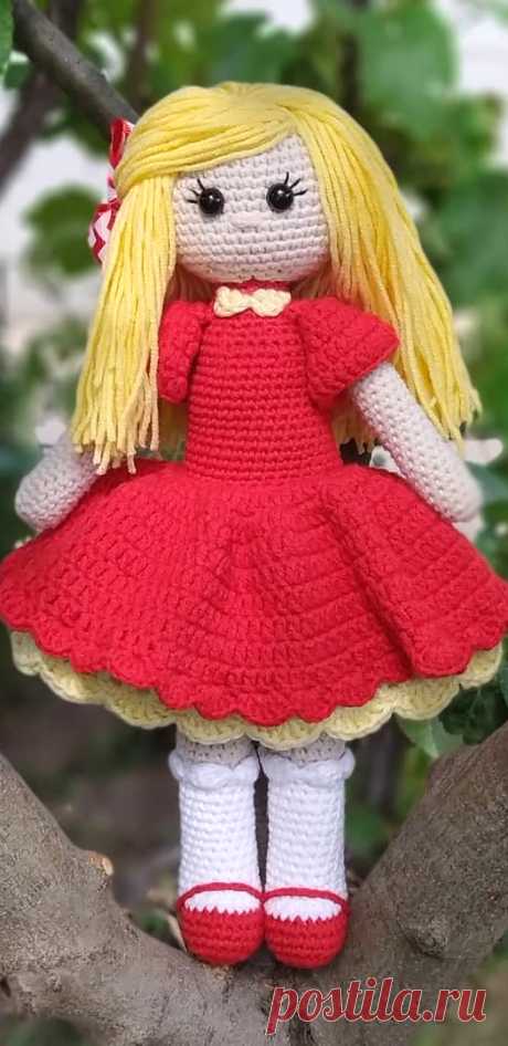 PDF Куколка крючком. FREE crochet pattern; Аmigurumi doll patterns. Амигуруми схемы и описания на русском. Вязаные игрушки и поделки своими руками #amimore - кукла, куколка, девочка.