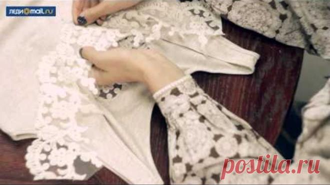 Как декорировать майку кружевом и бусинами