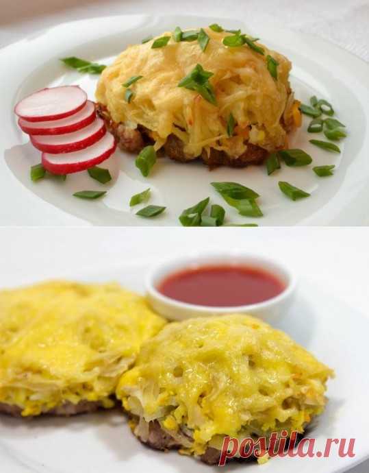 Стожки Ингредиенты:1 кг любого фарша Начинка: 2 луковицы 4 картофелины 5 яиц 200 г сыра майонез соль, перецПриготовление: Приготовить фарш, как на котлеты. Лук спассеровать на растительном масле. Картофель натереть на крупной тёрке, посолить,...