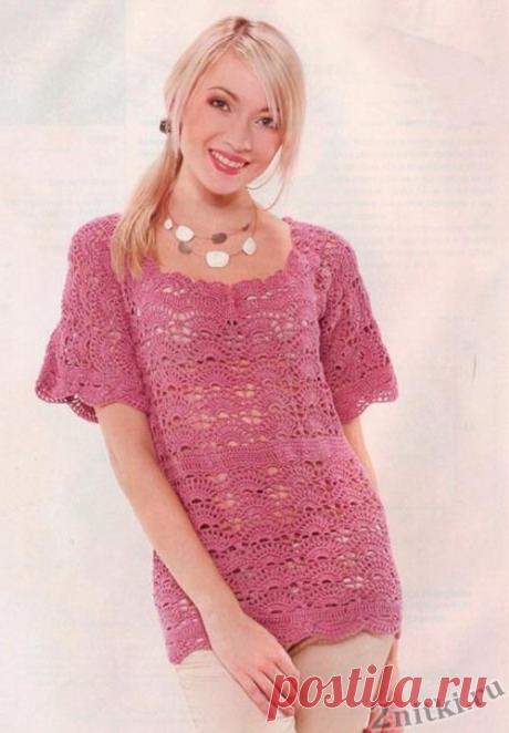 Сиреневая туника крючком — Две нитки