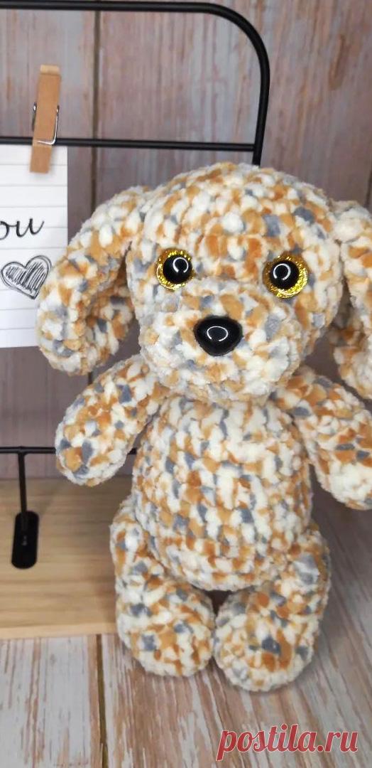 PDF Щенок крючком. FREE crochet pattern; Аmigurumi animal patterns. Амигуруми схемы и описания на русском. Вязаные игрушки и поделки своими руками #amimore - Собака, пёс, плюшевая собачка, щенок из плюшевой пряжи, пёсик.