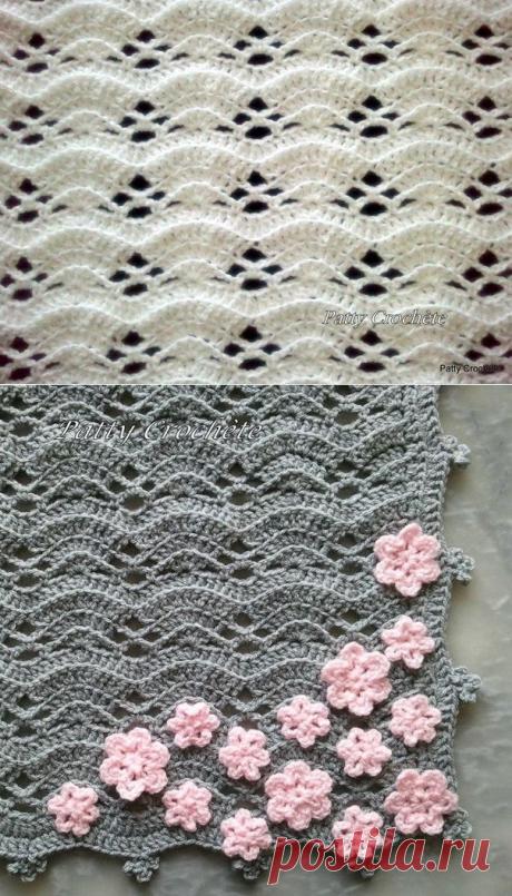 Узор крючком для пледа..