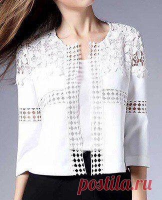 Жакетик с кружевом. Размеры от 36 - 56.