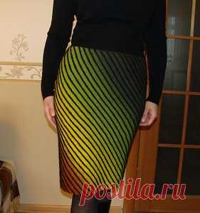 Диагональное вязание юбки спицами