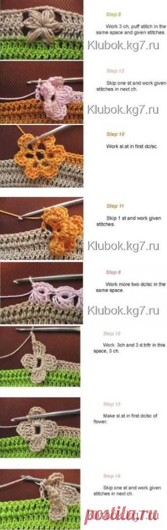 Декоративная отделка краякромки узорами крючком,подробно по фото | Клубок