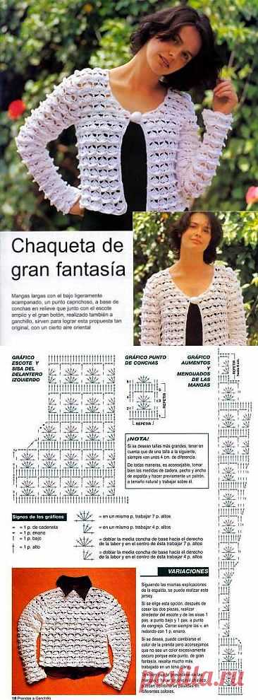 Кофточка вязаная крючком. Схема вязания. - Схемы вязания кофты - Схемы для вязания - Уроки вязания крючком - Вязание крючком, мотивы, схемы для вязания крючком