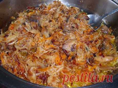 Квашеная капуста, жареная с грибами и луком | Рецепты моей мамы