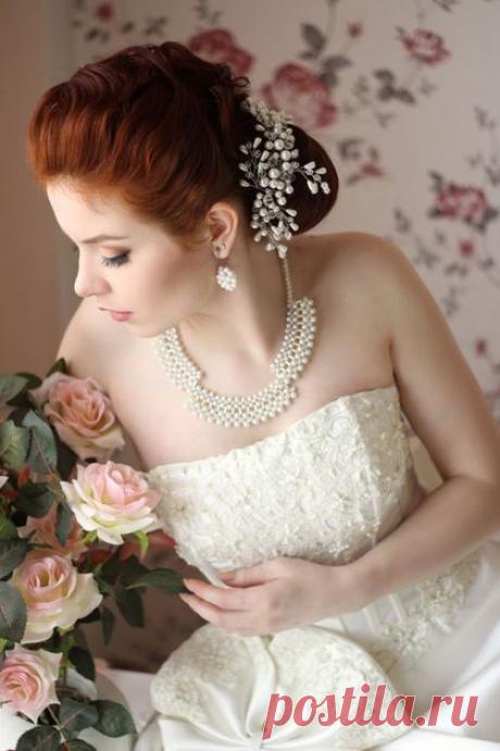 Купить Свадебное ожерелье &quot;Первая любовь&quot; Украшение на шею - белый, украшение на шею, ожерелье