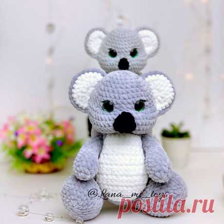 PDF Коала крючком. FREE crochet pattern; Аmigurumi toy patterns. Амигуруми схемы и описания на русском. Вязаные игрушки и поделки своими руками #amimore - плюшевый медвежонок коалы, мишка из плюшевой пряжи.