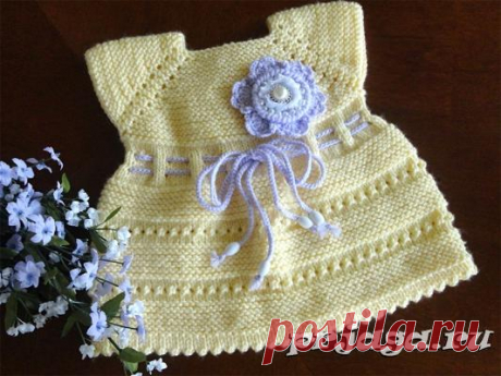 Платье спицами для новорожденной девочки