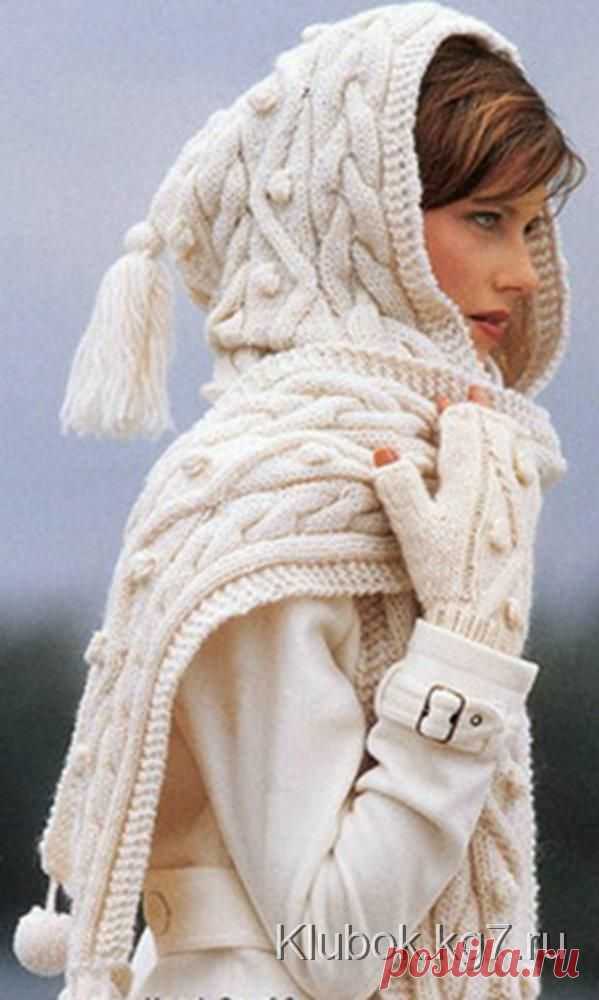 Узорчатый шарф-капюшон | Клубок