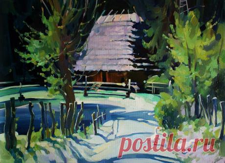 Анастасия Ярошевич, "Деревенская тишина", холст, масло, 2016 год #картина #художник_Анастасия_Ярошевич