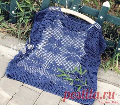 Филейная блуза с цветами. - ВЯЗАНАЯ МОДА+ ДЛЯ НЕМОДЕЛЬНЫХ ДАМ - Страна Мам